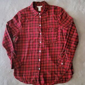 H&M Flannel Plaid Button Down Shirt Women's Size 6